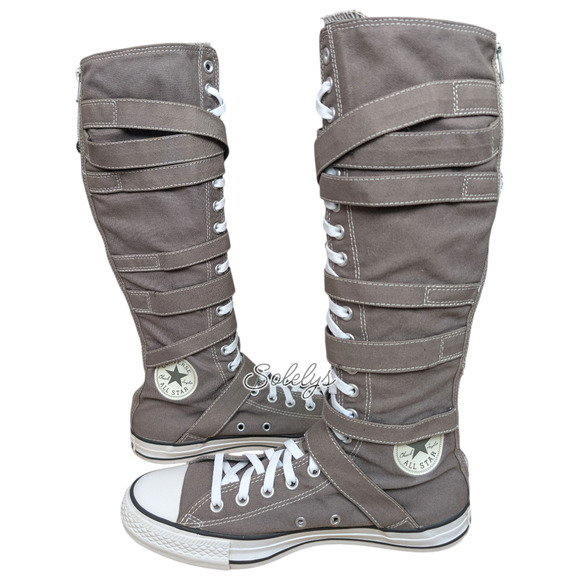 Converse 2012 XXHI 7 Multi Strap Grey Buckle Knee High Sneaker Boot M9 W11 RARE - Picture 15 of 15